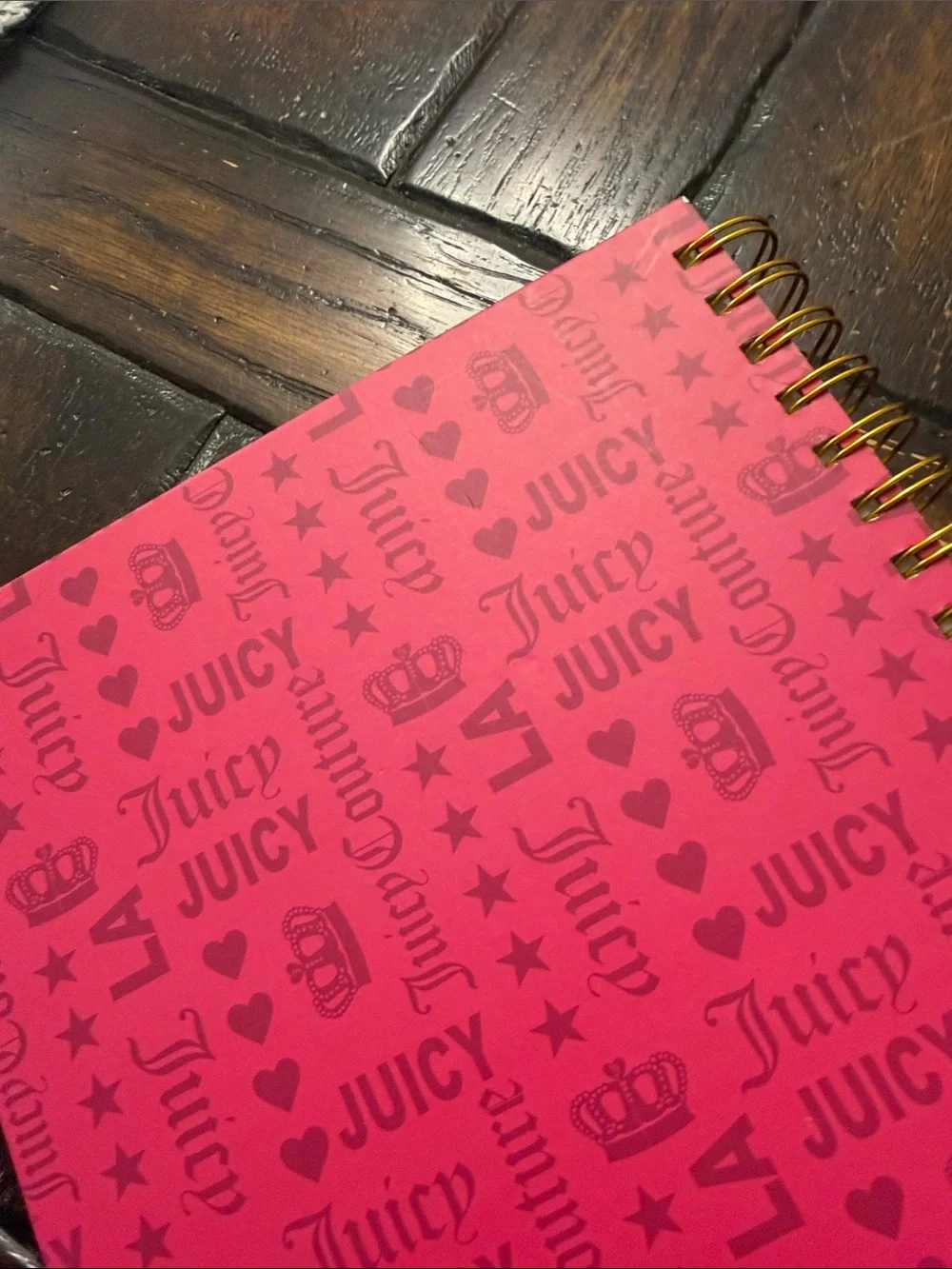 Juicy Couture Pink Spiral Journal with Gold Heart Pen